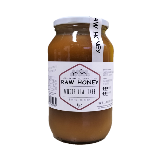 Raw white tea tree honey, 1 kg jar