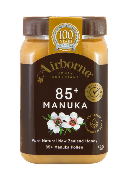 Airborne Manuka honey (NZ), 70+ or 85+, 500gms jars Airborne
