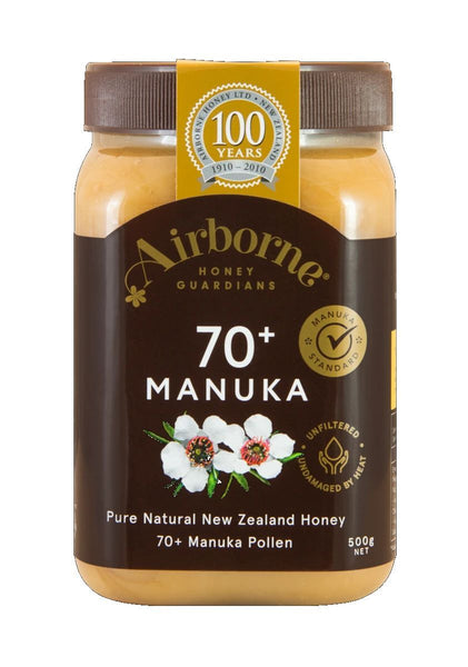 Airborne Manuka honey (NZ), 70+ or 85+, 500gms jars Airborne