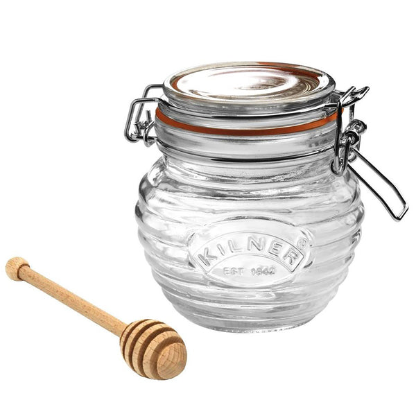 Honey pot set, Kilner, glass, 400ml, with dipper in gift box Honey Pot