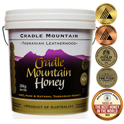 Cradle Mountain leatherwood honey, 20kg tub