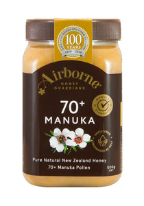 Airborne Manuka honey (NZ), 70+ or 85+, 500gms jars Airborne